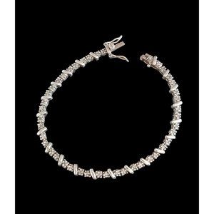 925 Sterling Silver Small Diamond Size 6.75 Bracelet